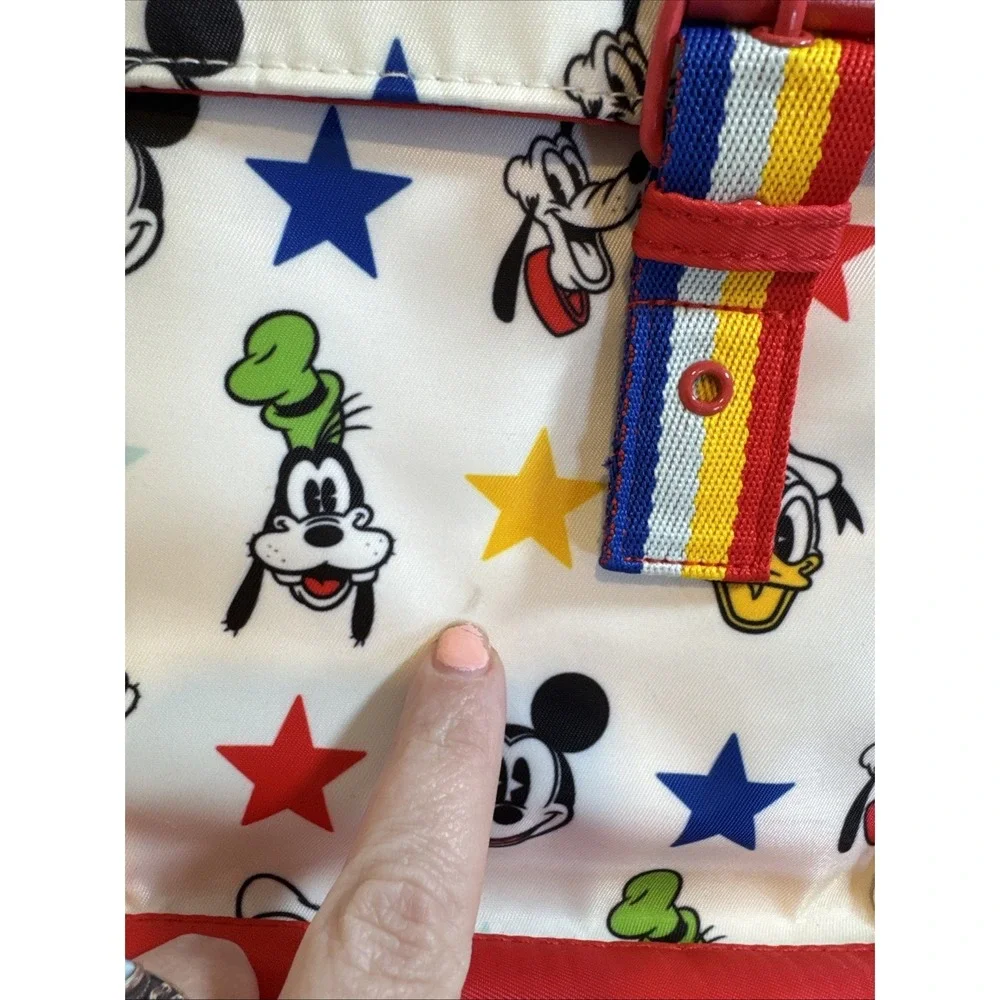 Disney Mickey Mouse Friends Kids Backpack White Red Stars Rainbow Straps Bag